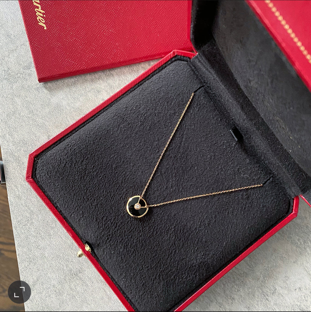 Cartier Amulette de Cartier 18k Gold with Diamond and Onyx Necklace