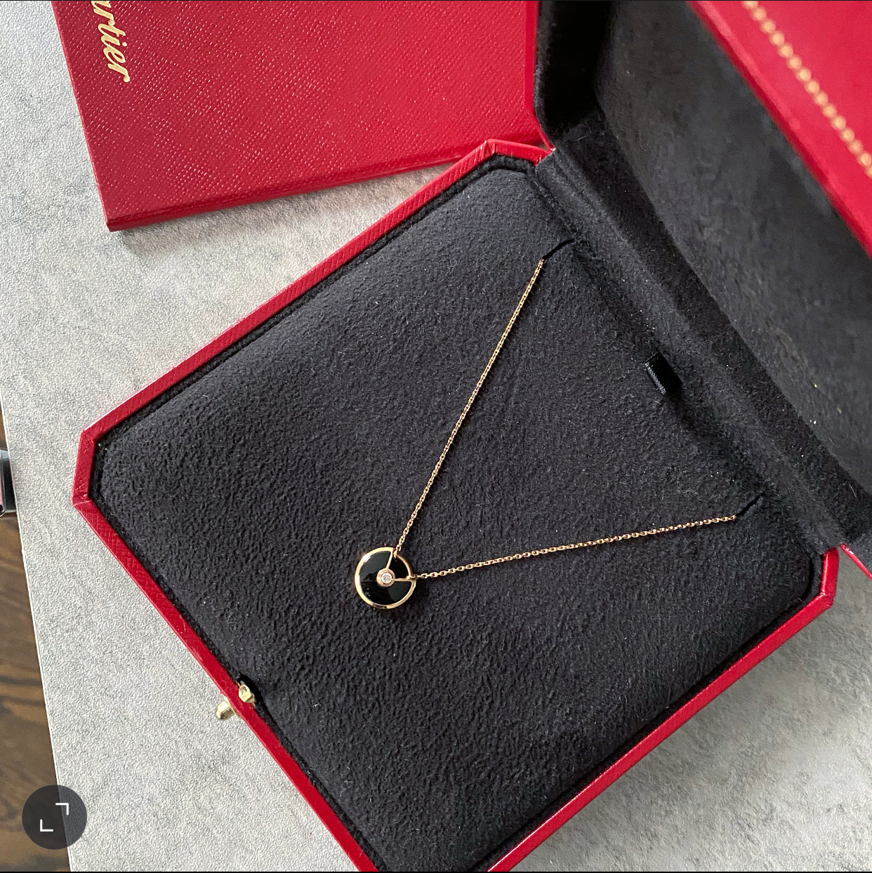 Cartier Amulette de Cartier 18k Gold with Diamond and Onyx Necklace