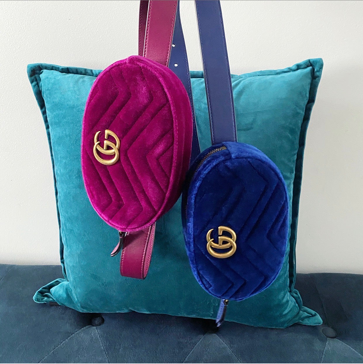 Gucci Velvet Marmont Belt Bag Royal Blue - 85 / 34