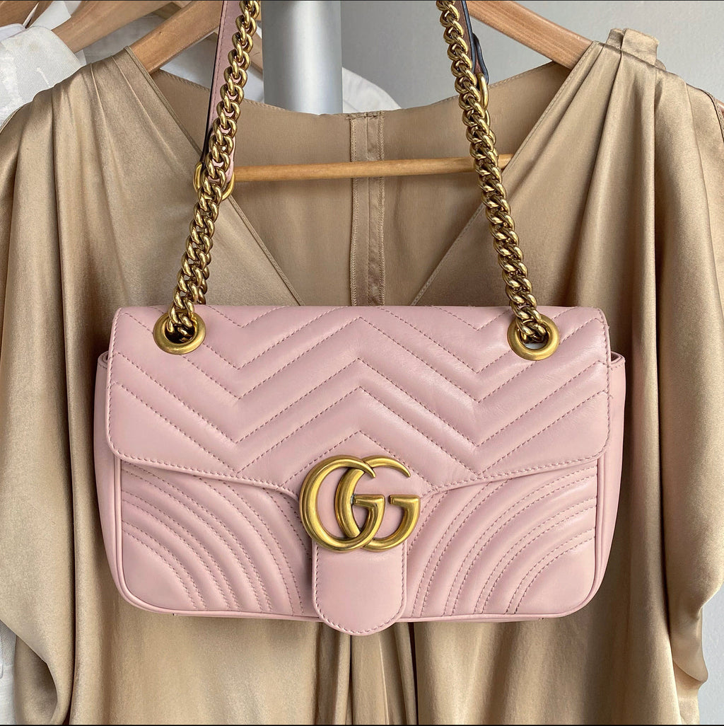 Gucci Marmont Matelasse Small Pink Flap Bag