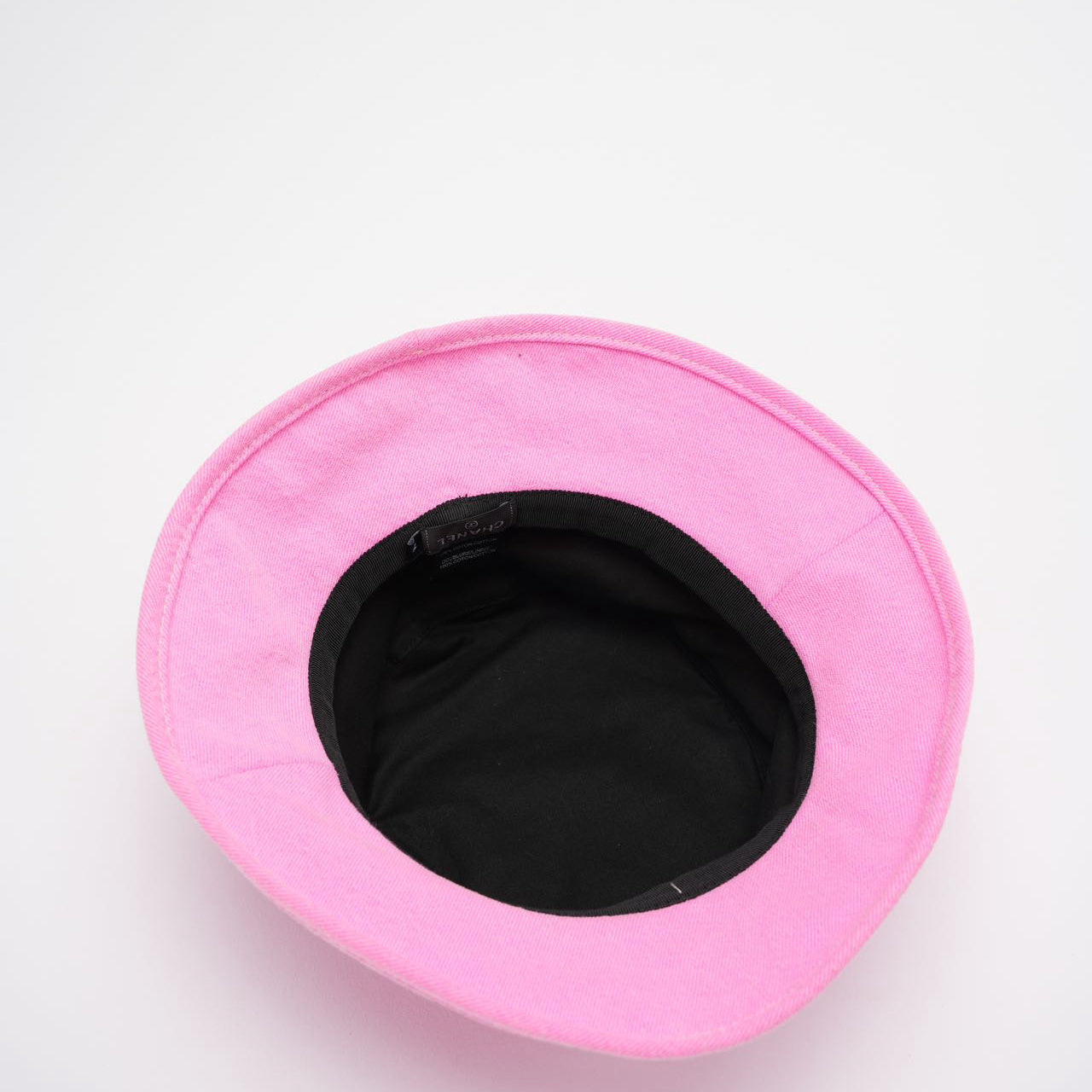 Chanel Denim Bucket Hat in Pink with Yellow Chanel Logo Size M