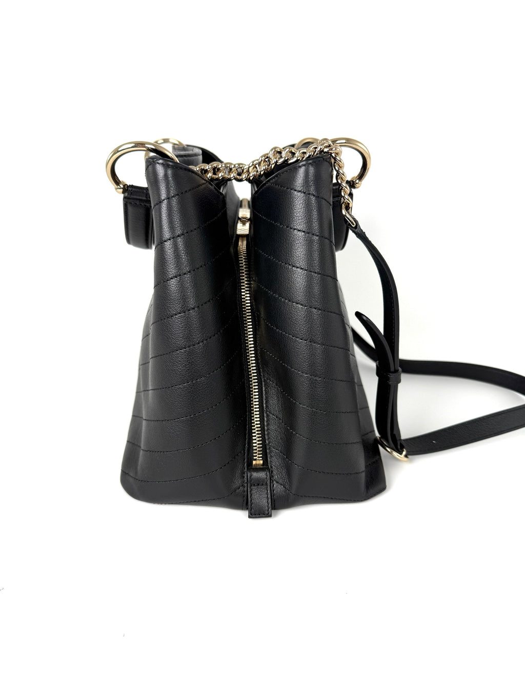 CHANEL Large Chevron Stitched Chic Shopping Black Calfskin Leather Tote Bag