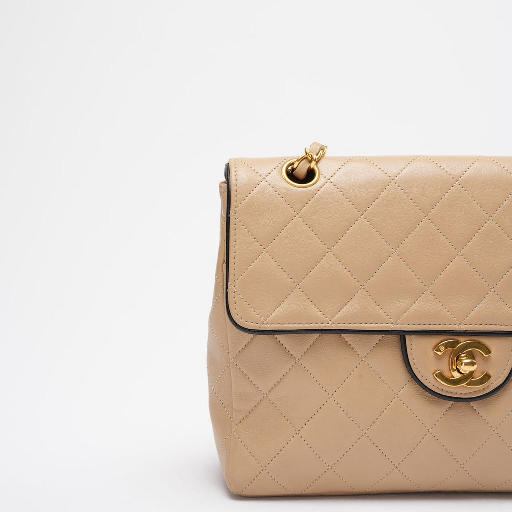 Chanel Vintage Two-Tone Timeless Flap Bag Black Beige