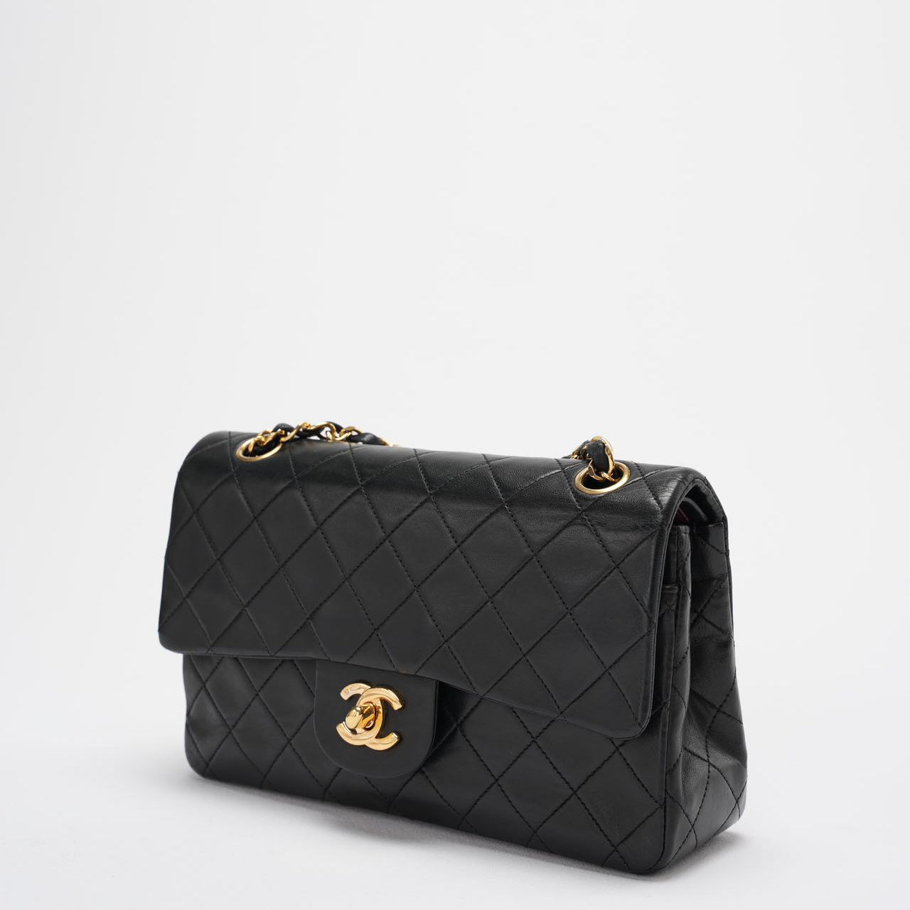Chanel Vintage Classic Timeless Flap Bag Black Lambskin with 24K Gold Hardware (Rare)