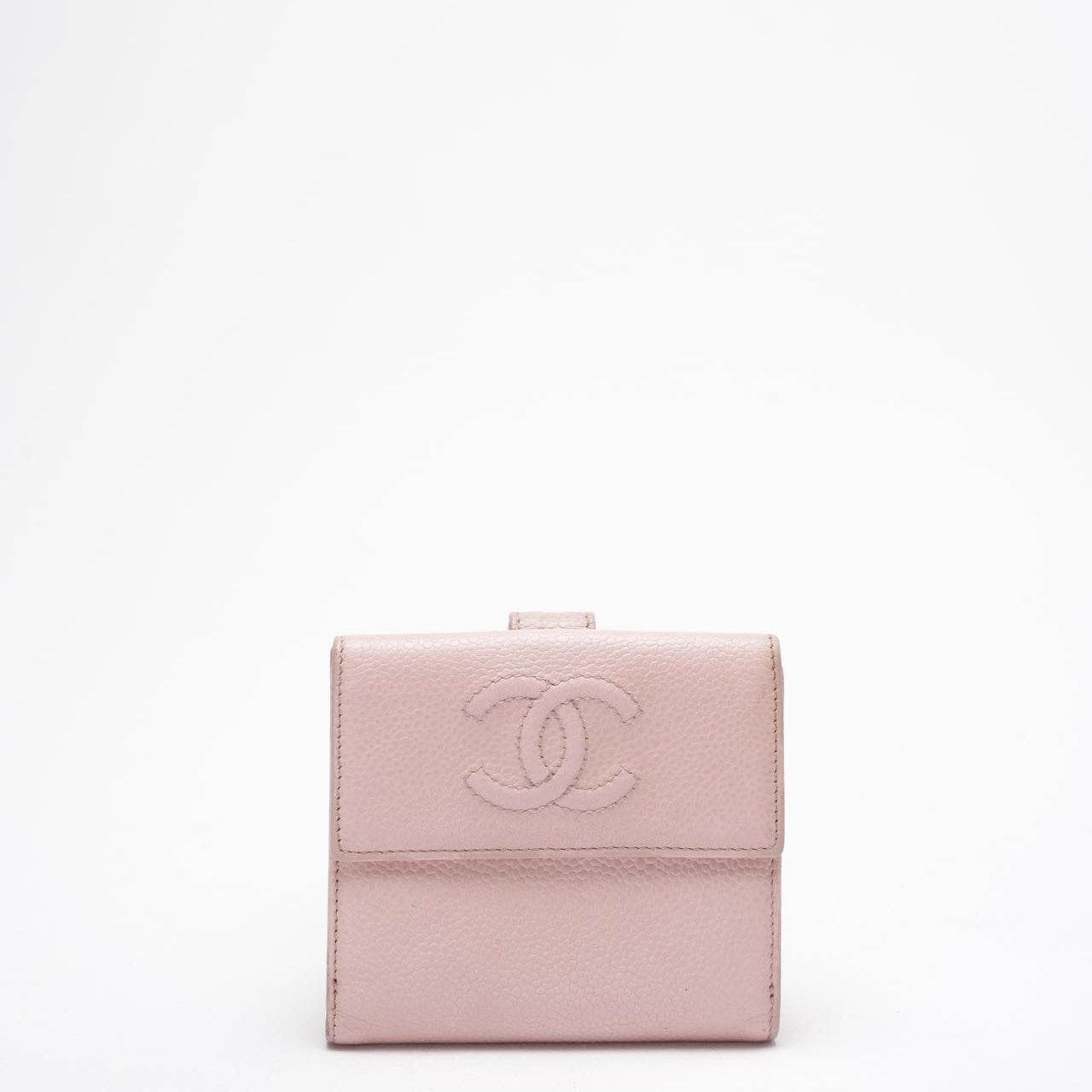 Chanel Pink Timeless CC Compact Wallet Caviar