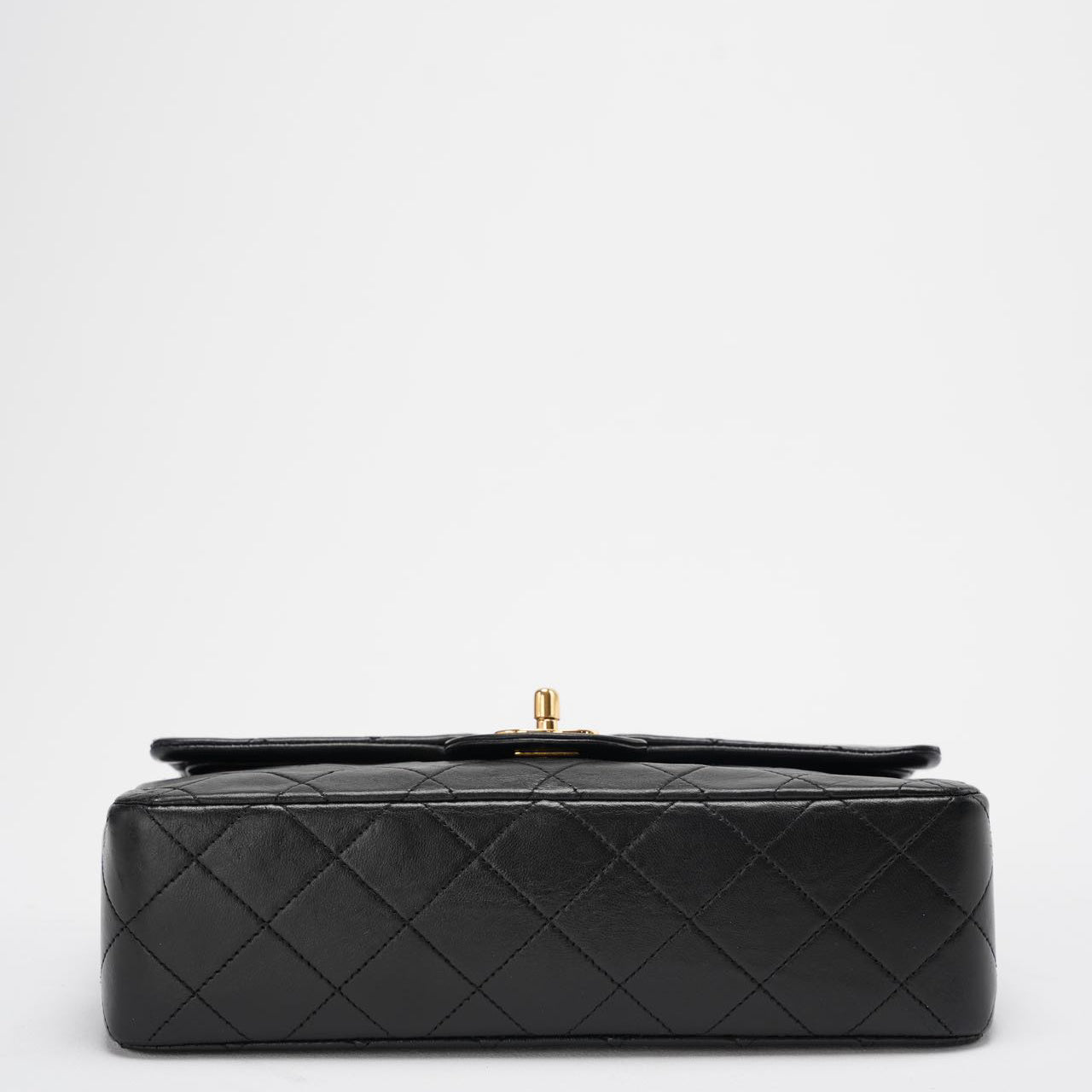 Chanel Vintage Classic Timeless Flap Bag Black Lambskin with 24K Gold Hardware (Rare)