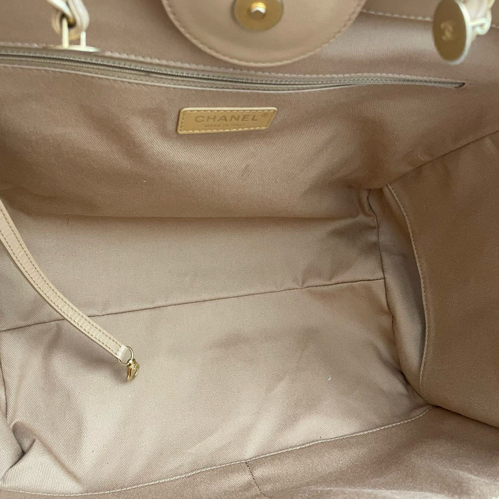 Chanel Deauville Tote Bag in Camel Calfskin Knit with Gold-Tone Hardware Medium