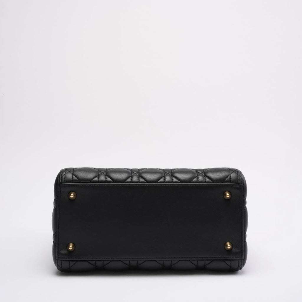 Christian Dior Black Medium Lady Dior Cannage Bag Lambskin 2019