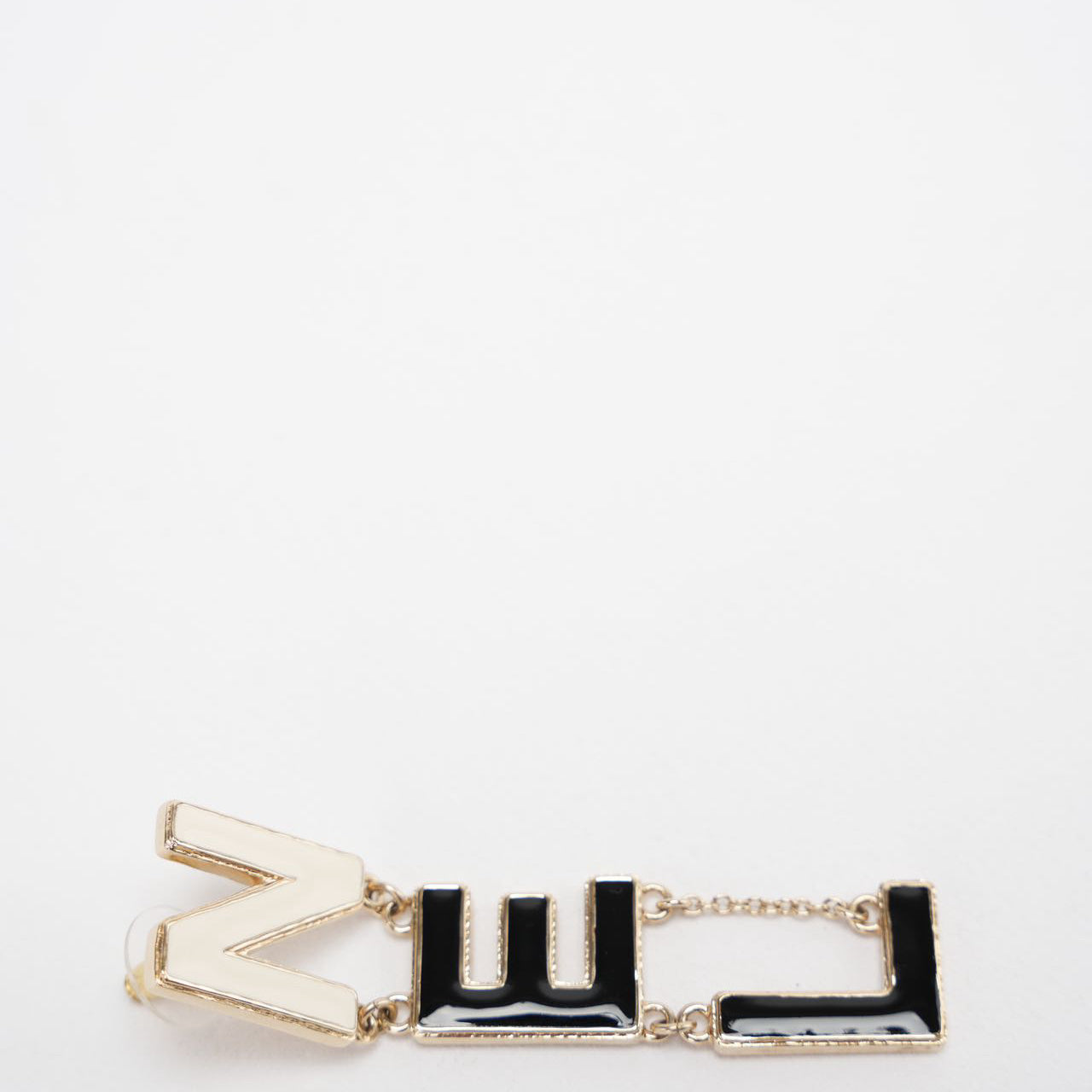 Chanel Cha-Nel Logo Drop Earrings Letter in Brass & Enamel – 2022 Collection
