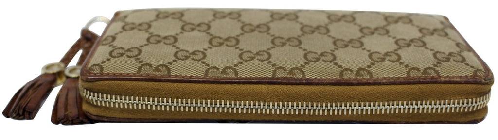 GUCCI GG Canvas Zip Around with Tassels Wallet 261393