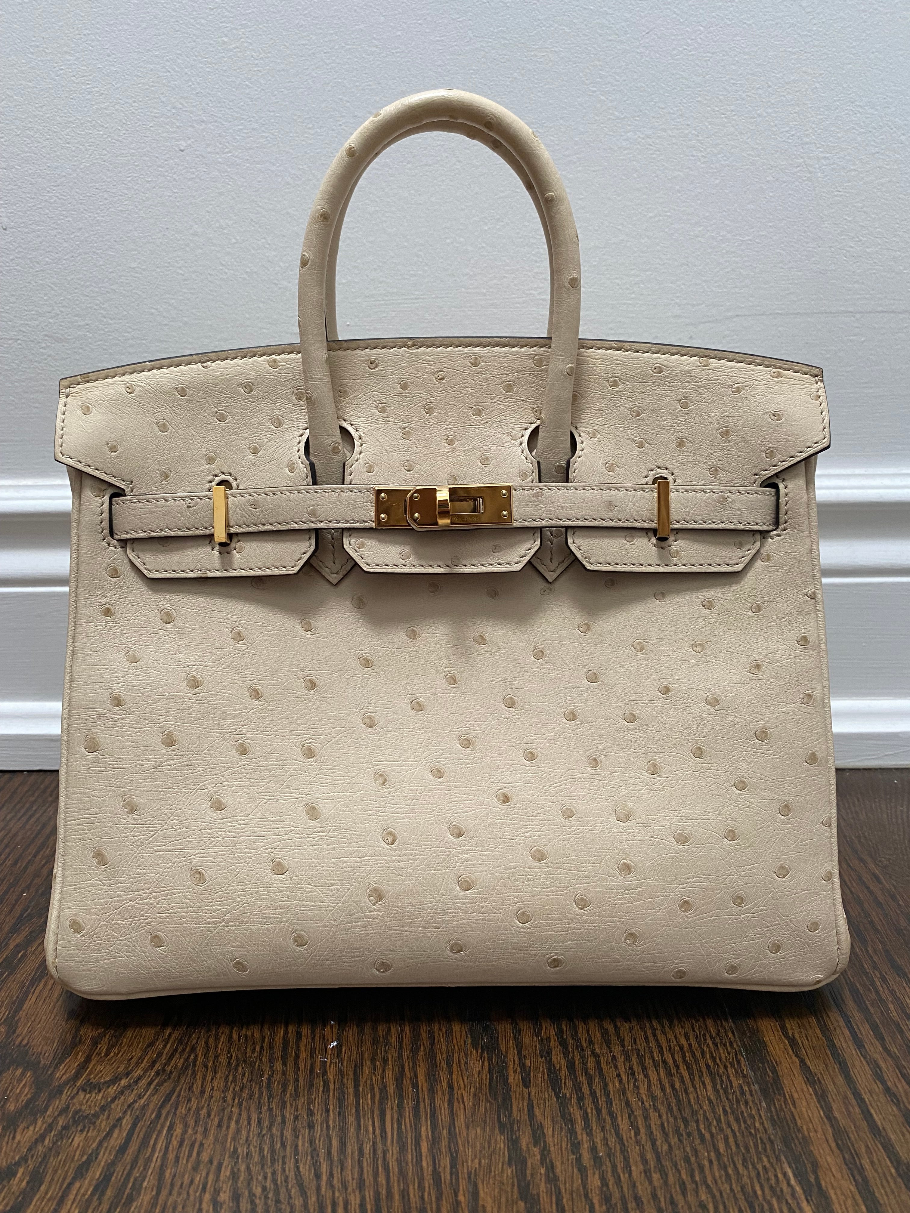 Hermes 2020 Ostrich Birkin 25 Parchemin GHW