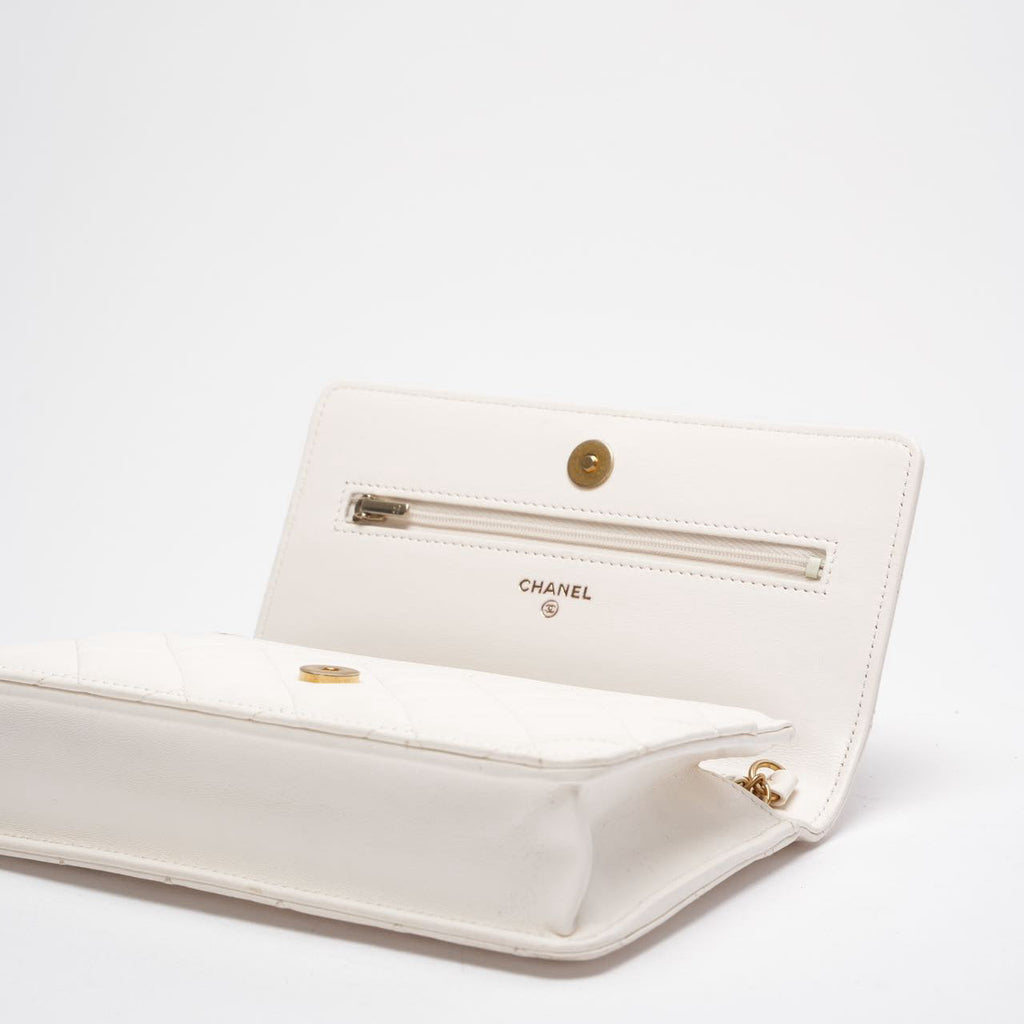 Chanel Classic Wallet on Chain (WOC) 22B White Enamel