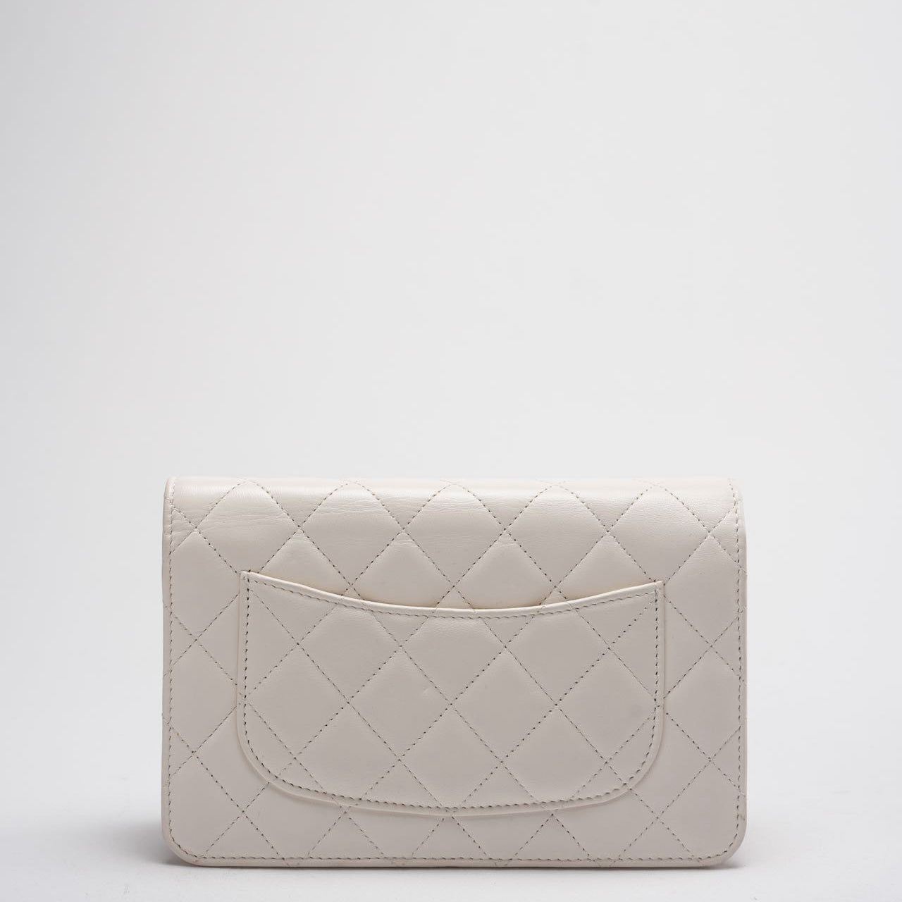Chanel Wallet on Chain Timeless/Classique Leather Crossbody Bag in White with Silver Crystal Hardware