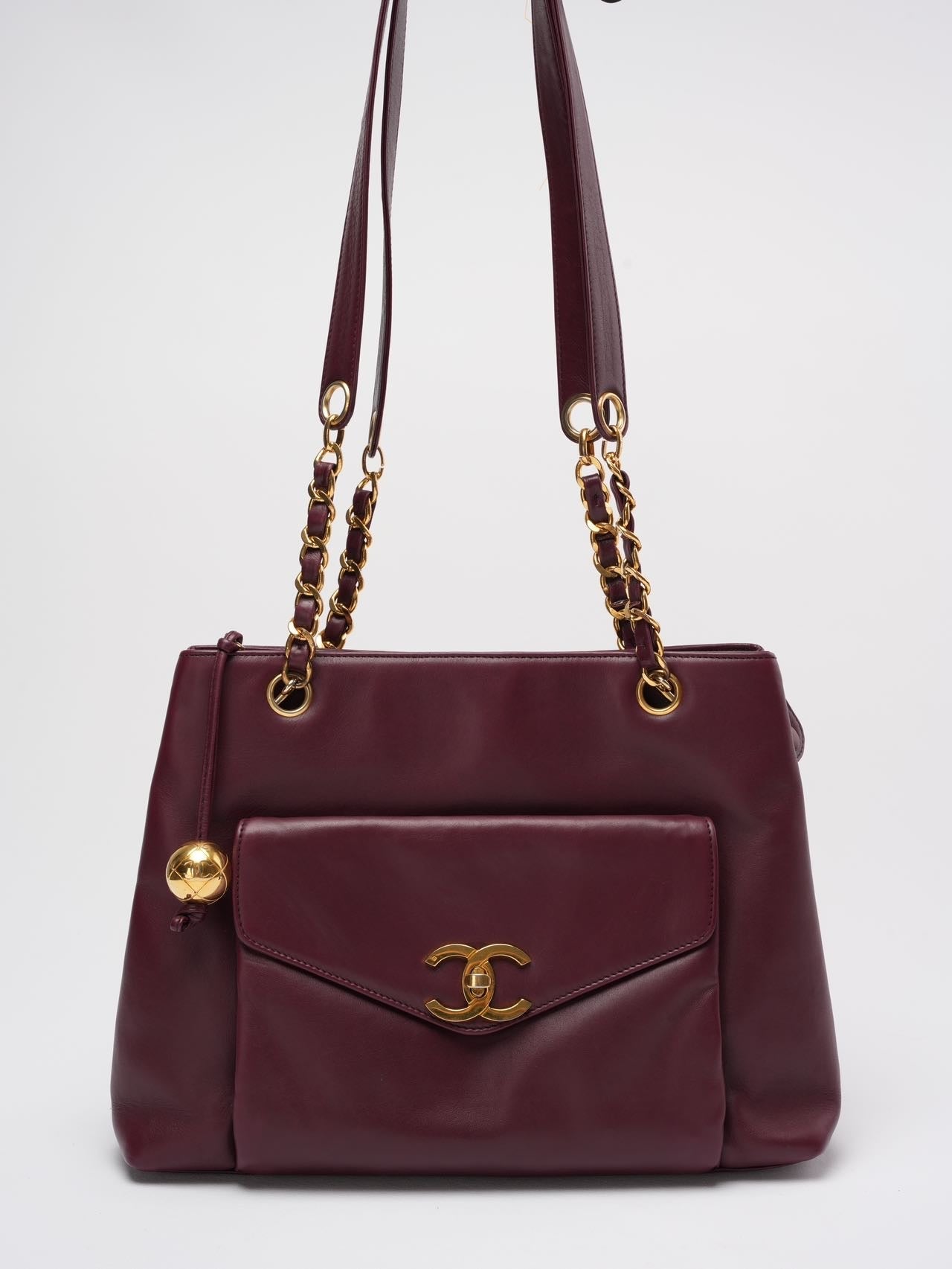 Chanel Vintage Timeless Tote Burgundy Red