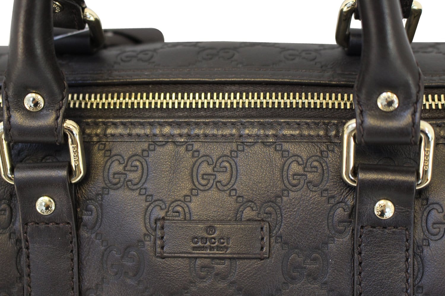GUCCI 265697 GG Guccissima Leather Chocolate Boston Bag