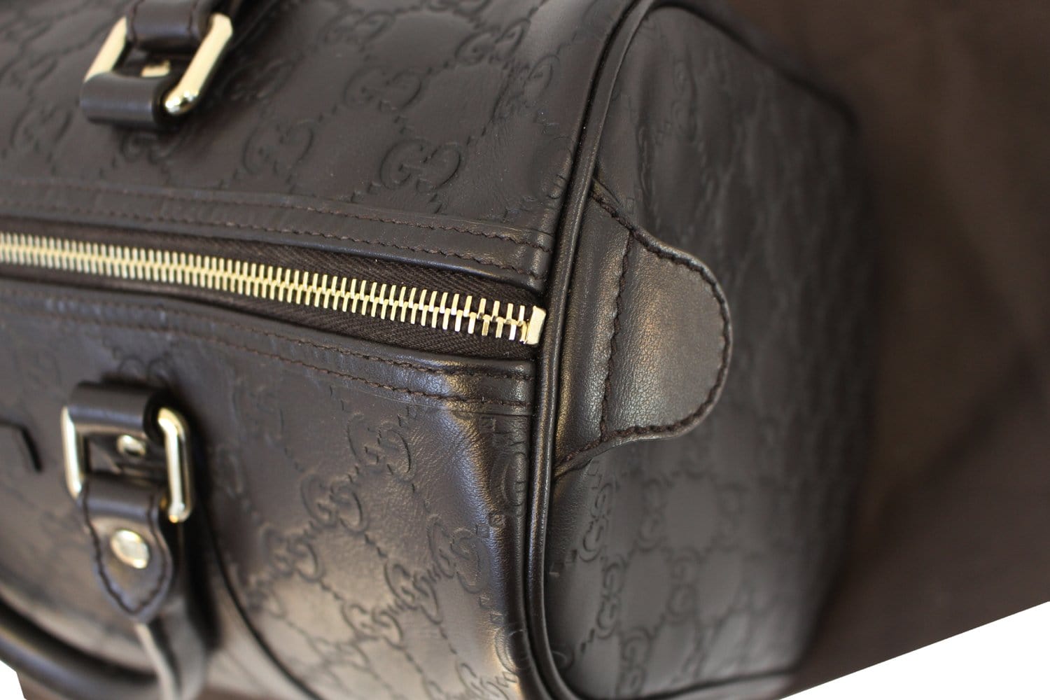 GUCCI 265697 GG Guccissima Leather Chocolate Boston Bag