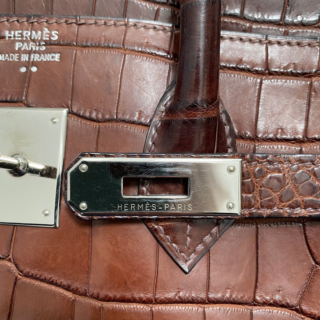Hermes Birkin 35 Matte Nilo Crocodile Havanne Brown PHW