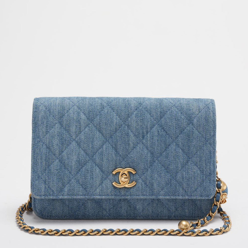 Chanel Denim Wallet On Chain (Woc) CC Pearl Crush Bag from 2022