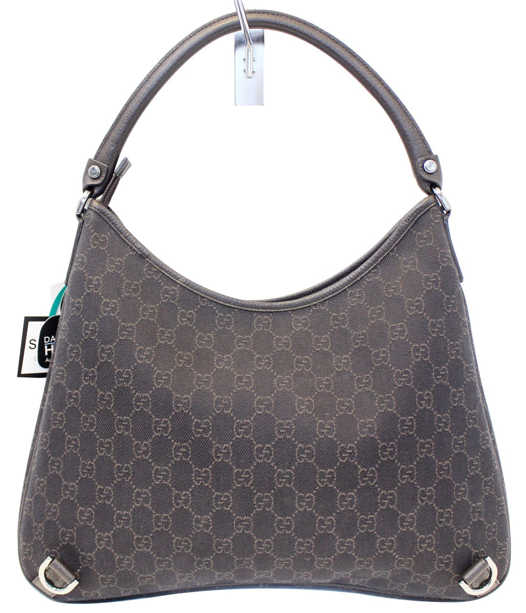 GUCCI Black Monogram Abbey D Ring Hobo Bag 268636