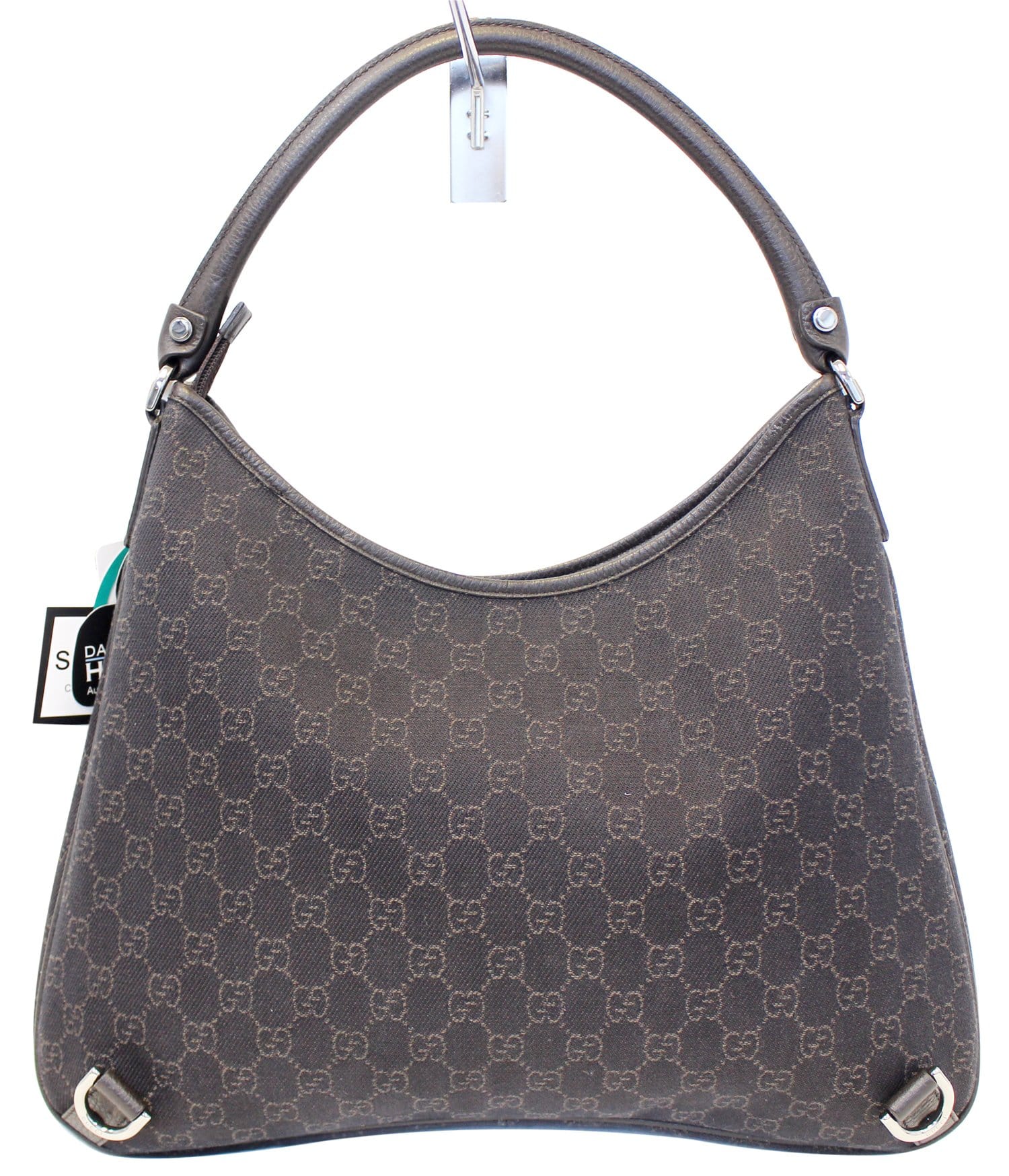 GUCCI Black Monogram Abbey D Ring Hobo Bag 268636