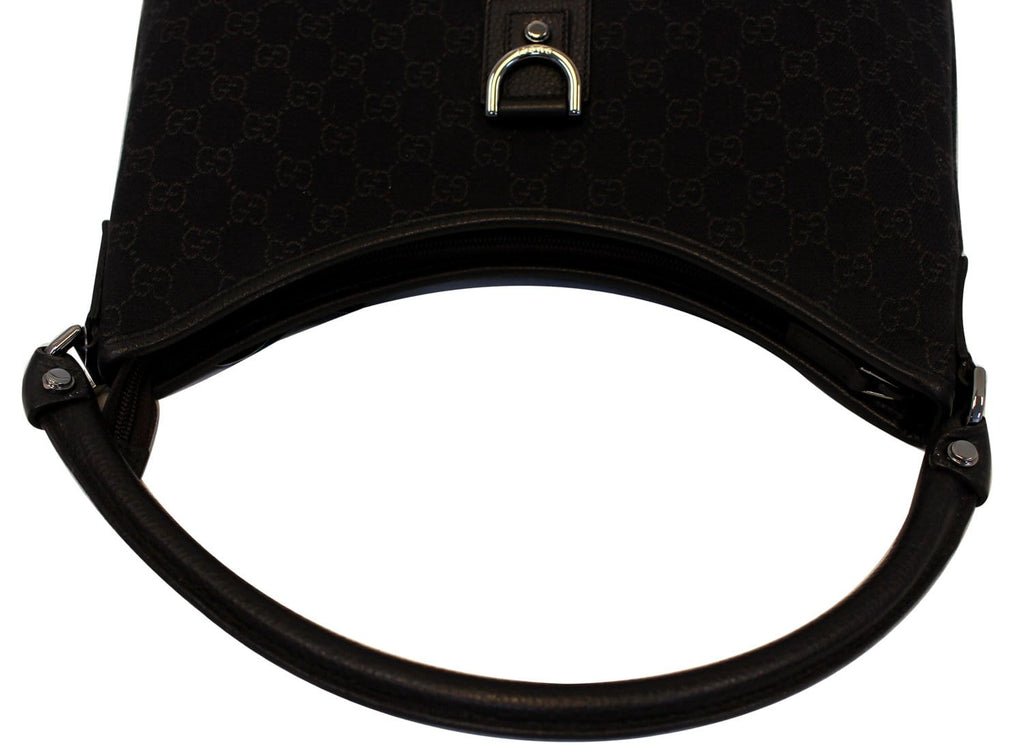 GUCCI Black Monogram Abbey D Ring Hobo Bag 268636