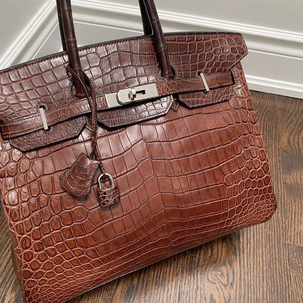 Hermes Birkin 35 Matte Nilo Crocodile Havanne Brown PHW