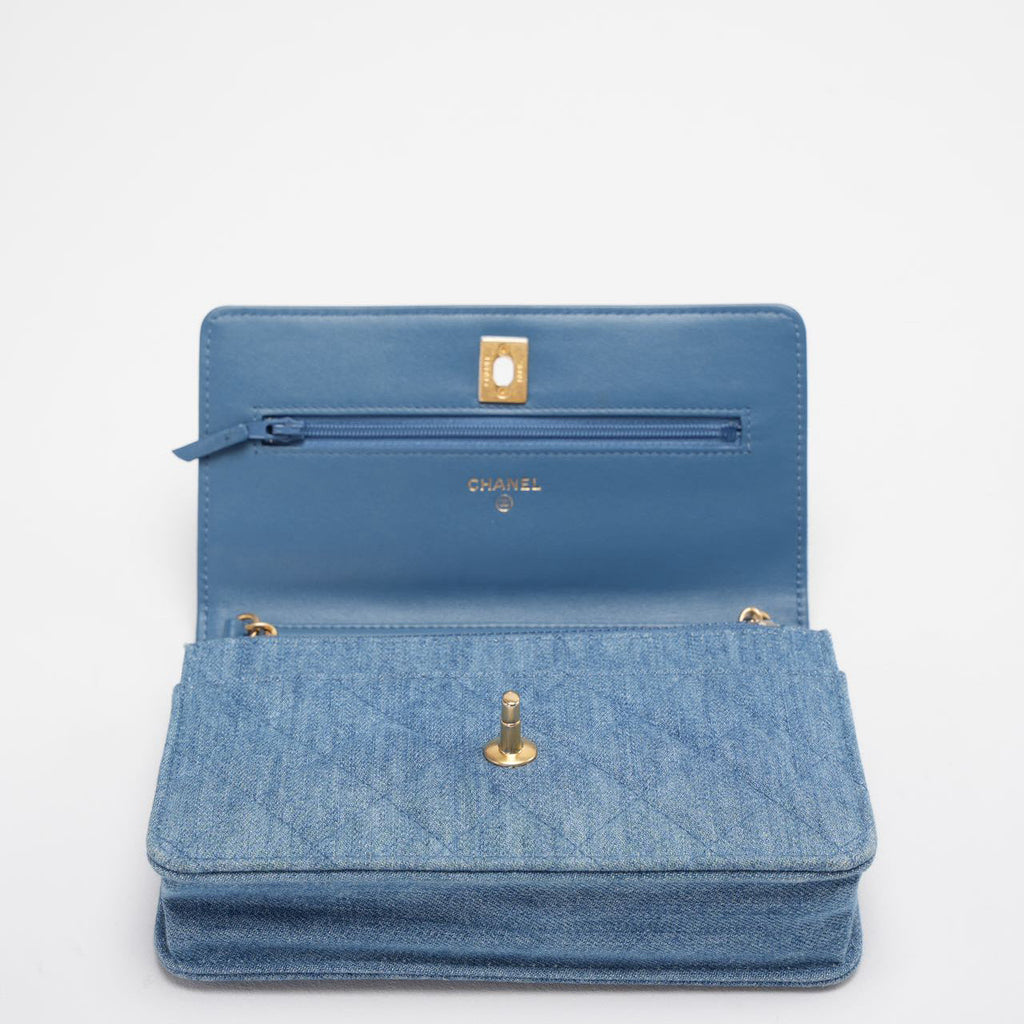 Chanel Denim Wallet On Chain (Woc) CC Pearl Crush Bag from 2022