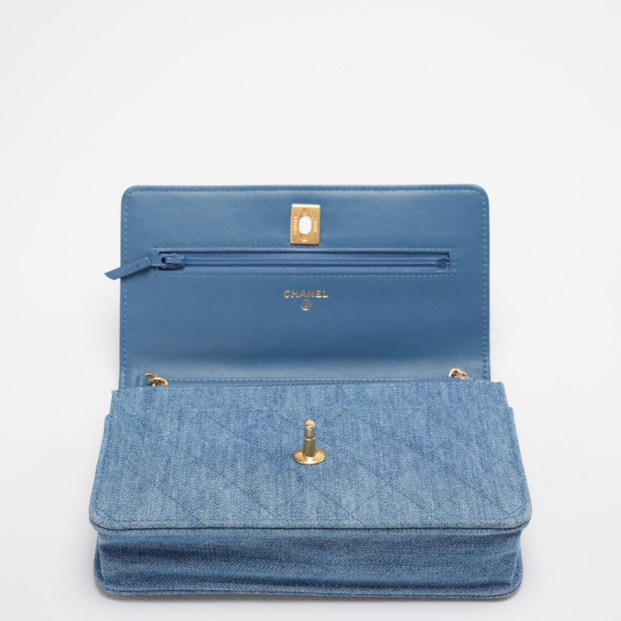 Chanel Denim Wallet On Chain (Woc) CC Pearl Crush Bag from 2022