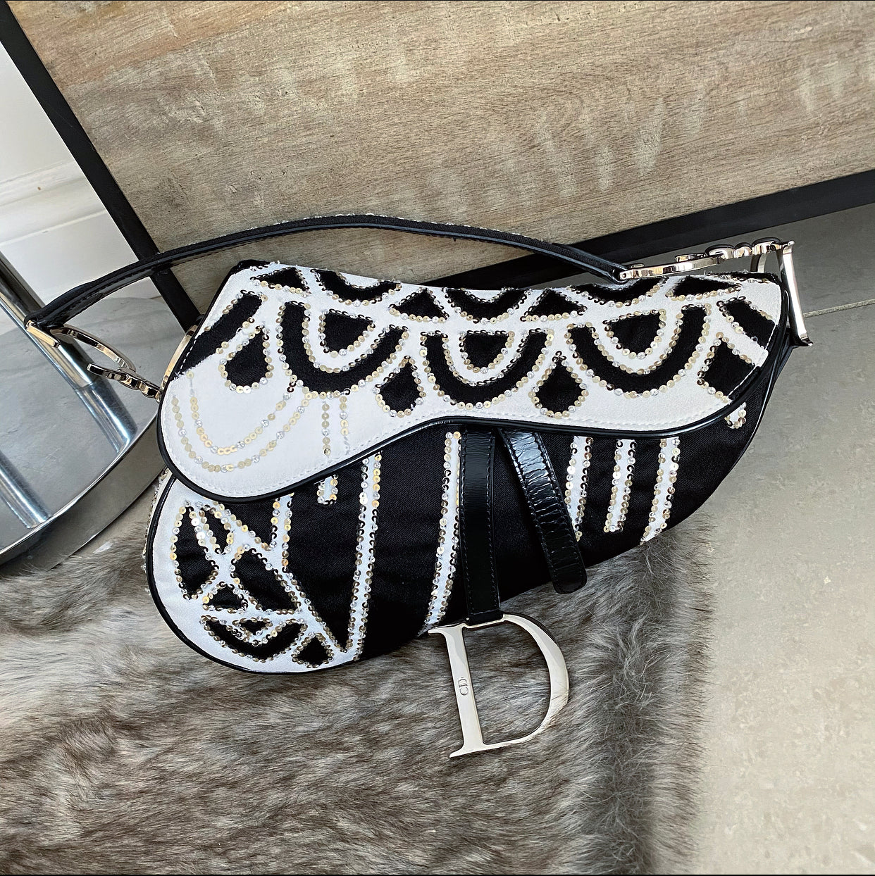 Christian Dior John Galliano Limited Edition Sequin Saddle Bag