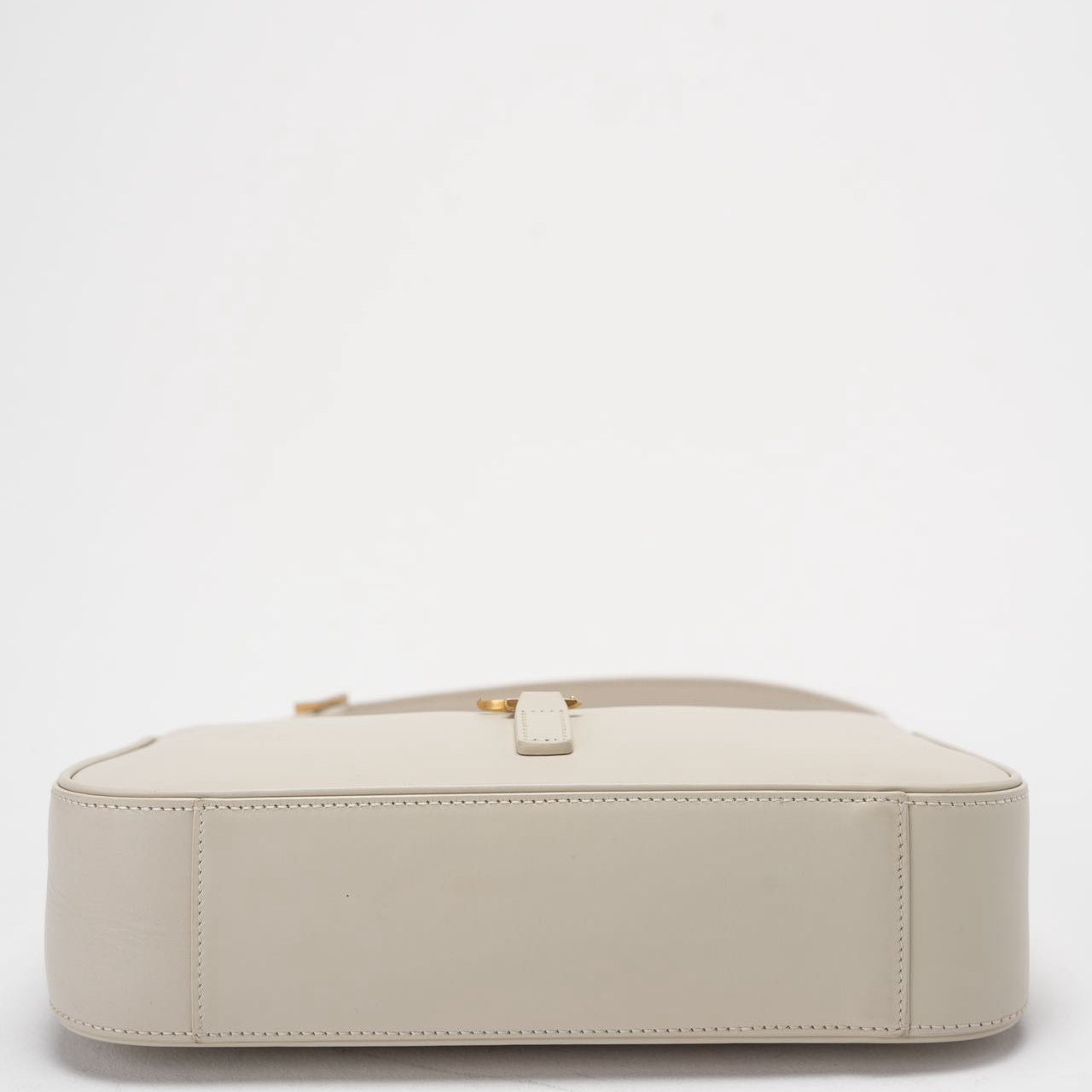 Saint Laurent Le 5 à 7 Leather Shoulder Bag Cream White with Gold Hardware