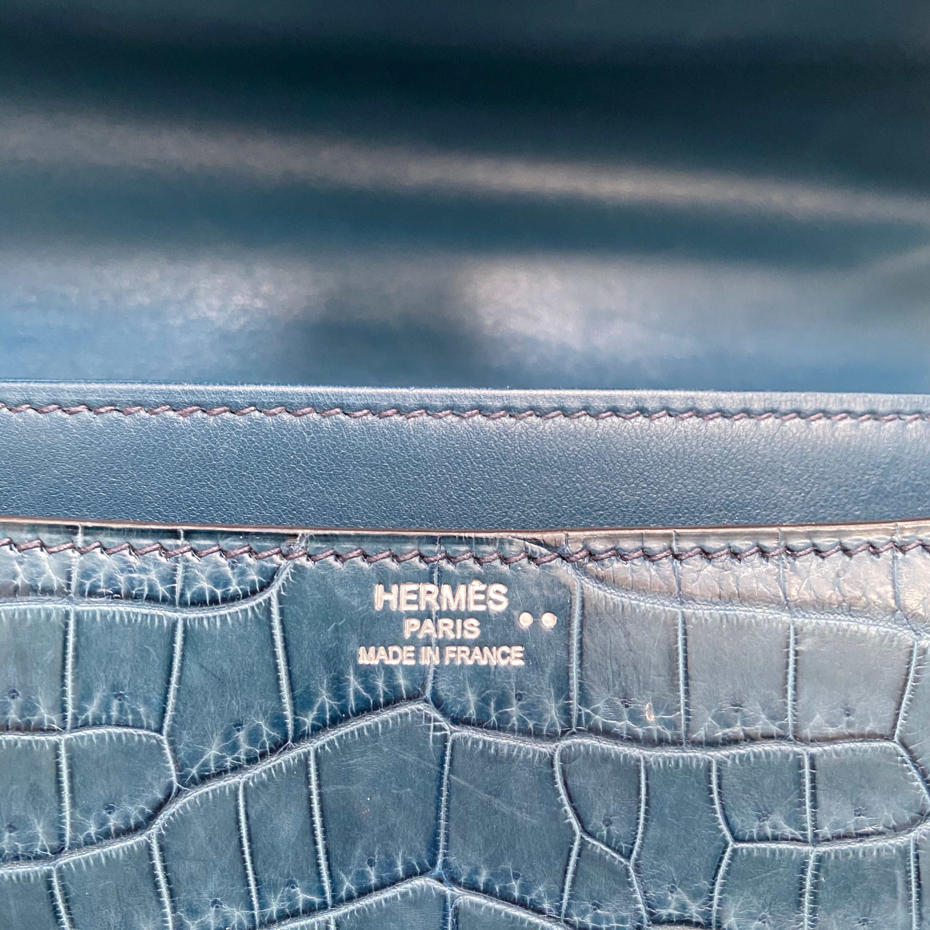 Hermes Constance Elan Matte Nilo Crocodile Blue Jean PHW