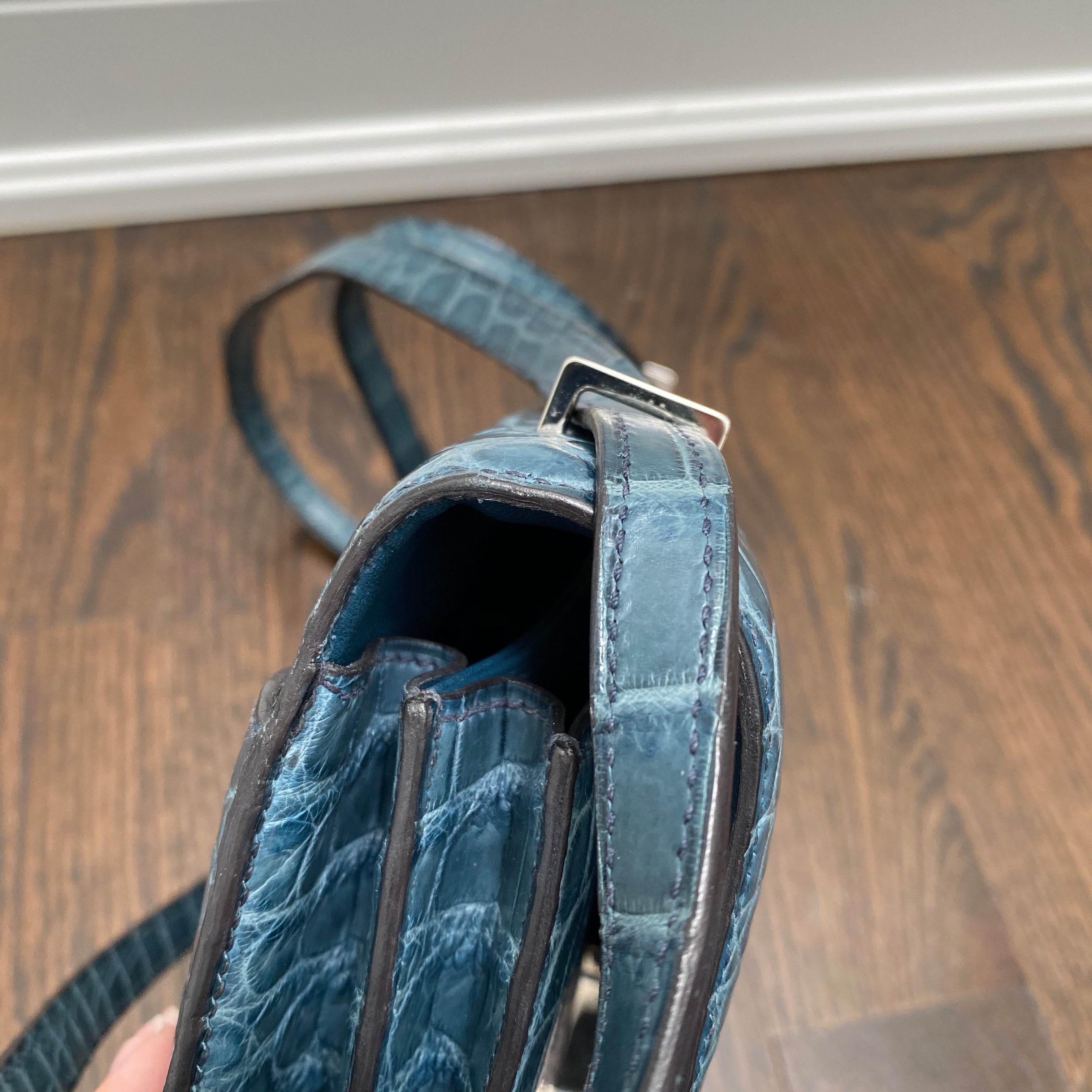 Hermes Constance Elan Matte Nilo Crocodile Blue Jean PHW