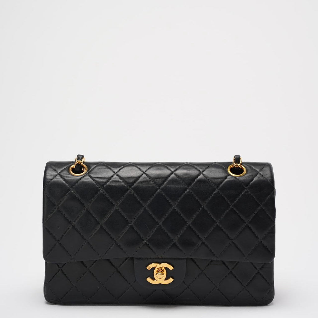 Chanel Vintage Timeless Flap Bag Black Medium 24K Gold Hardware