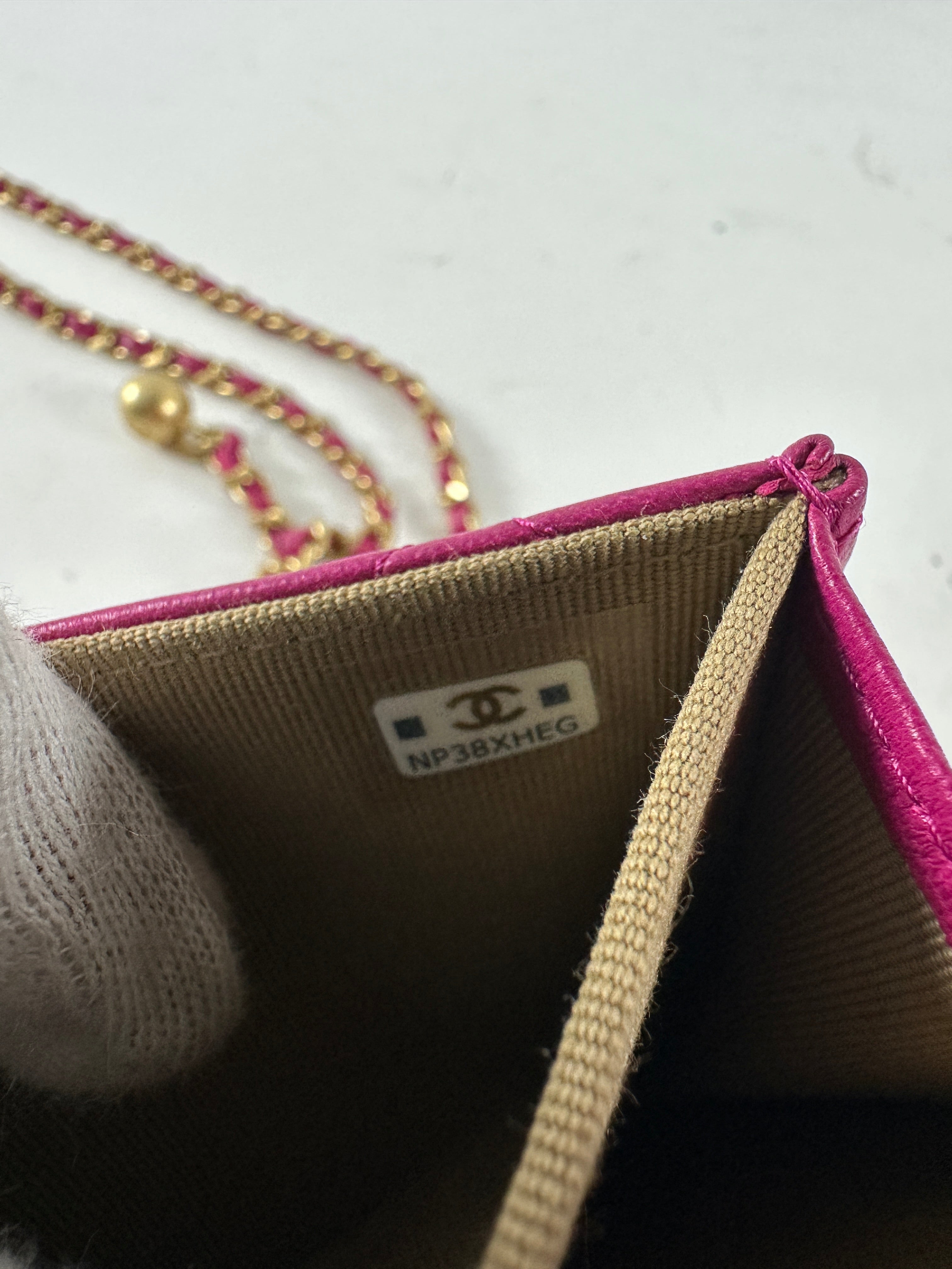 Chanel Magenta Pink Pearl Crush Mini Chain Clutch