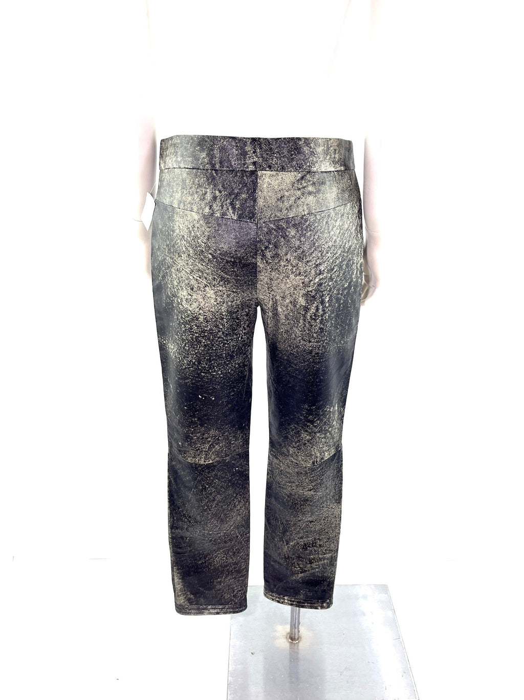 CHANEL Black Beige Leather Straight Leg Pants 36 4