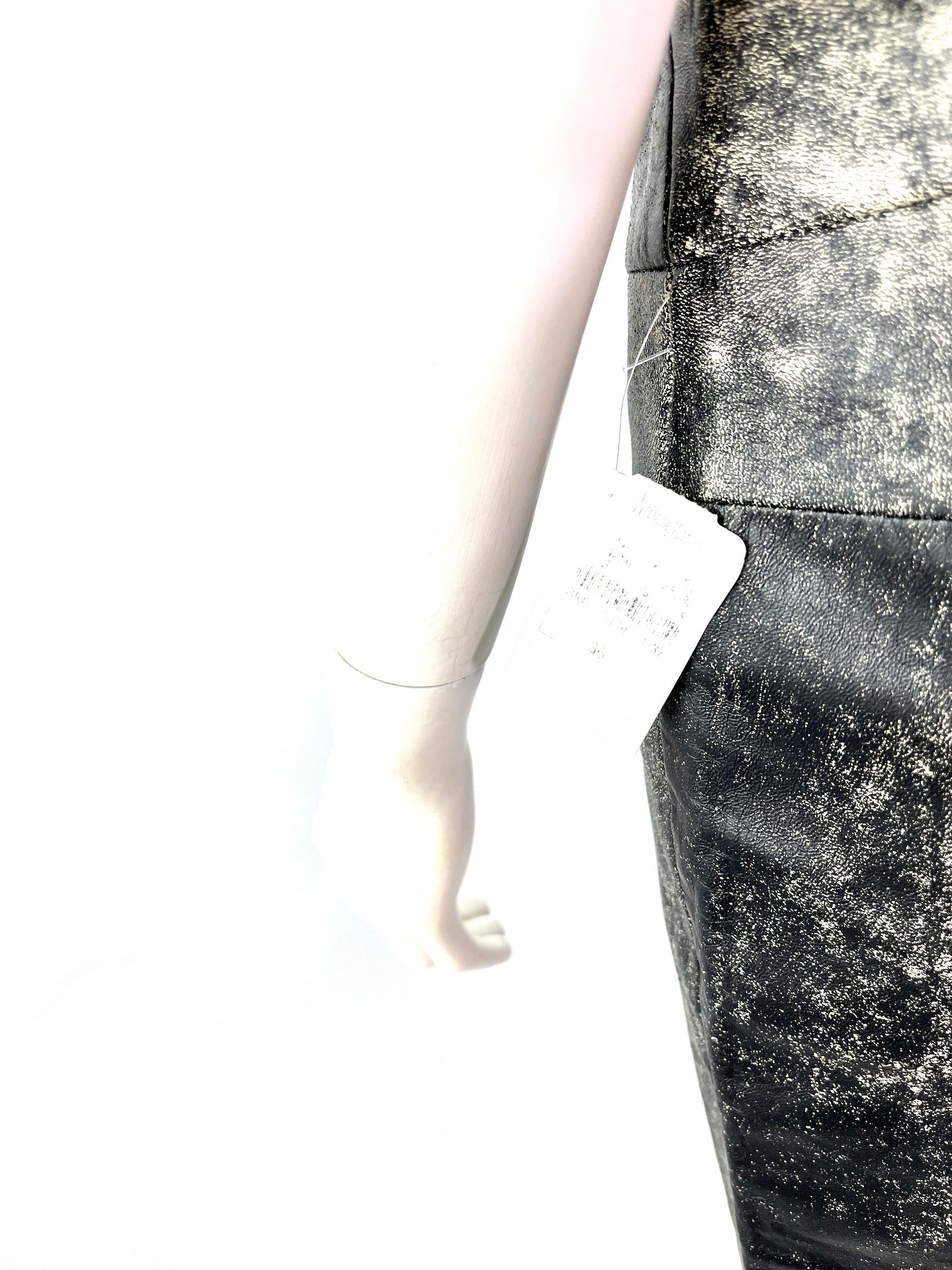 CHANEL Black Beige Leather Straight Leg Pants 36 4