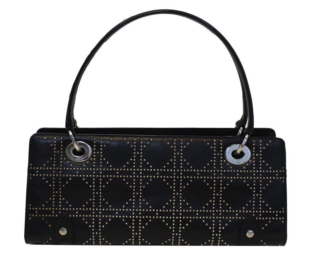 CHRISTIAN DIOR Black Studded Lady Dior Shoulder Bag