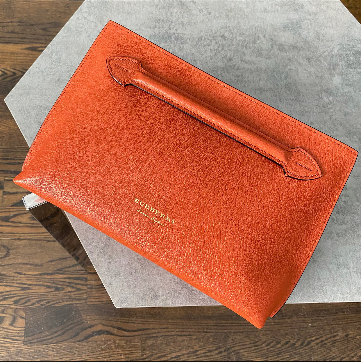 Burberry Clementine Orange Pendleton Clutch Bag