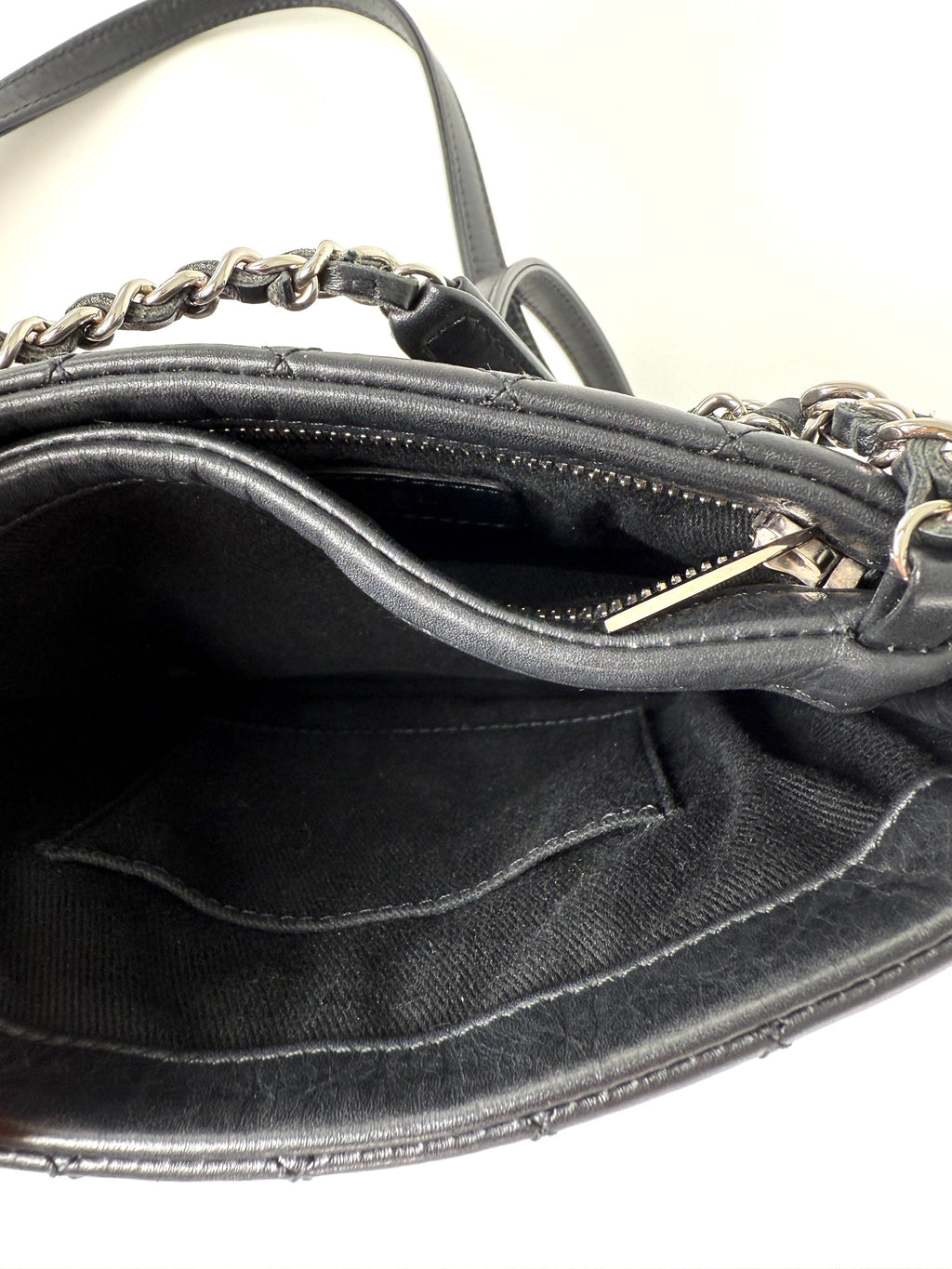 CHANEL Aged Calfskin CC Quilted Uniform Crossbody Black Bag