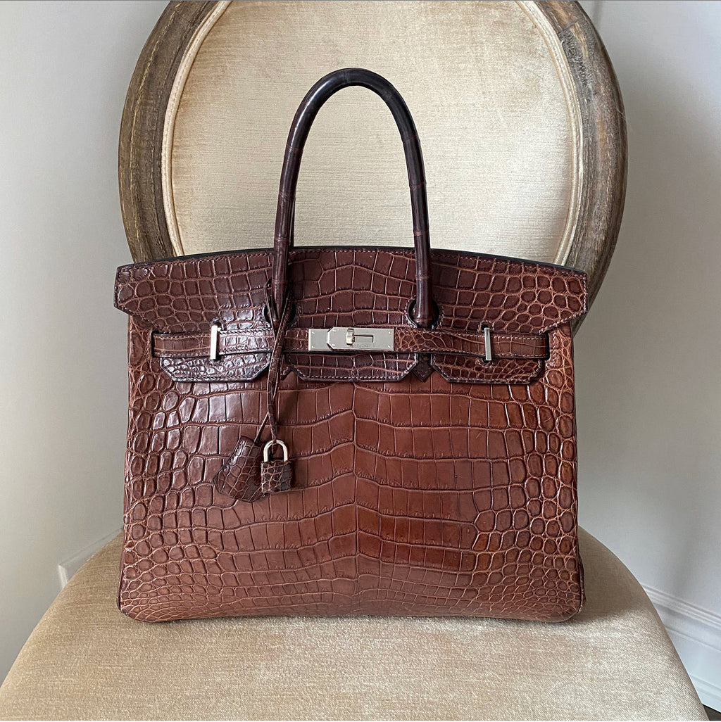 Hermes Birkin 35 Matte Nilo Crocodile Havanne Brown PHW