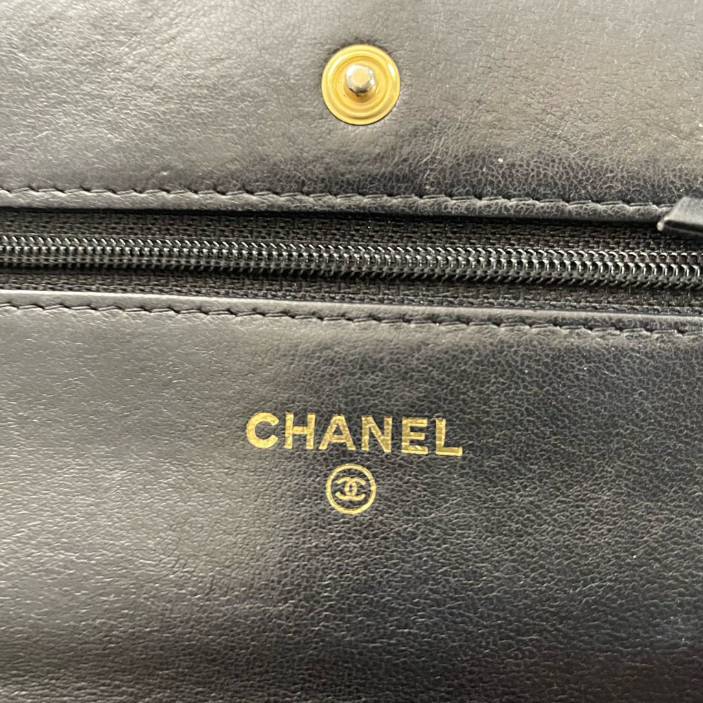 Chanel Wallet On Chain (Woc) Bag Black In Lambskin Leather With Gold Hardware