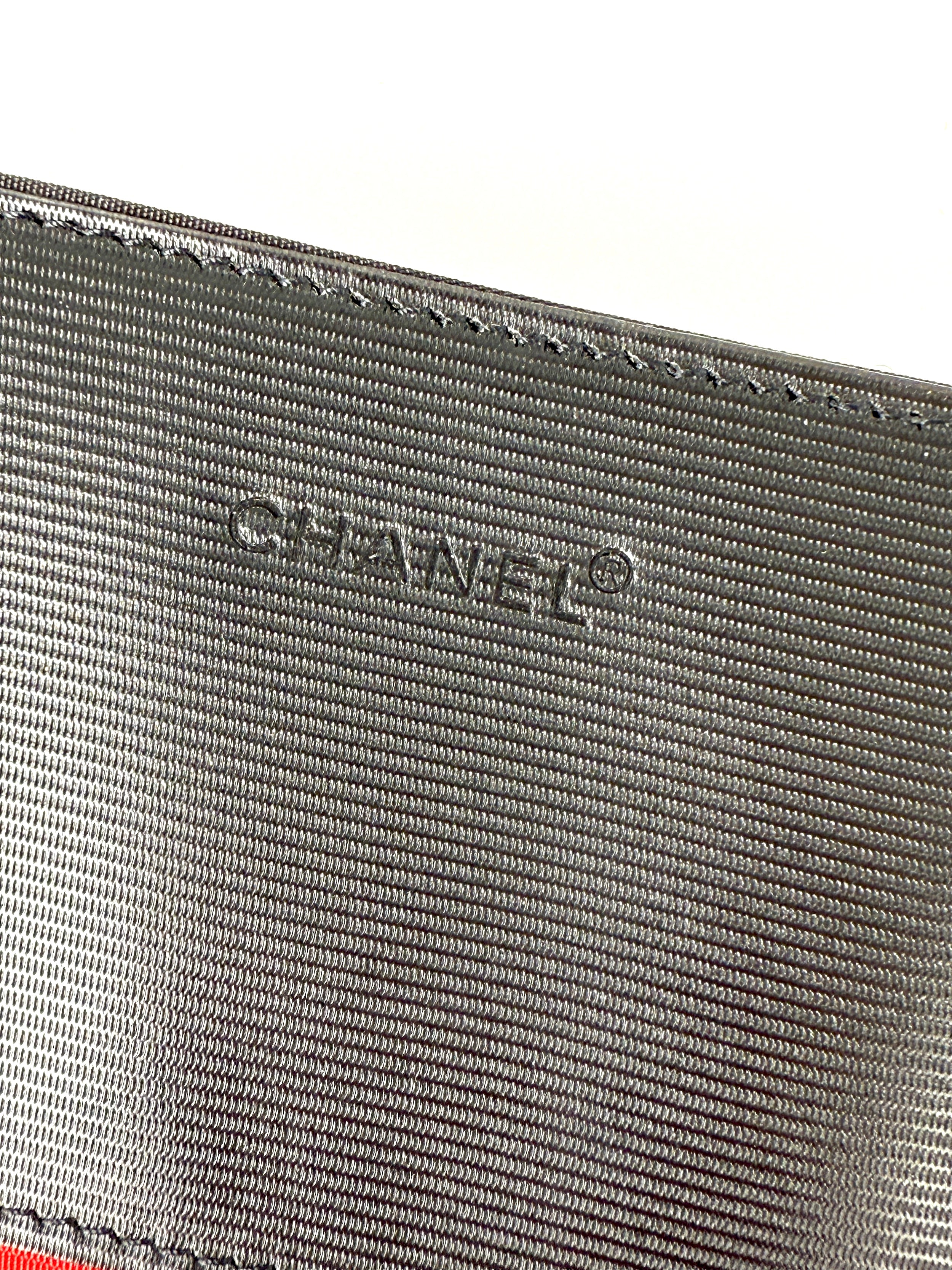 Vintage CHANEL Nylon Black White Small  Case