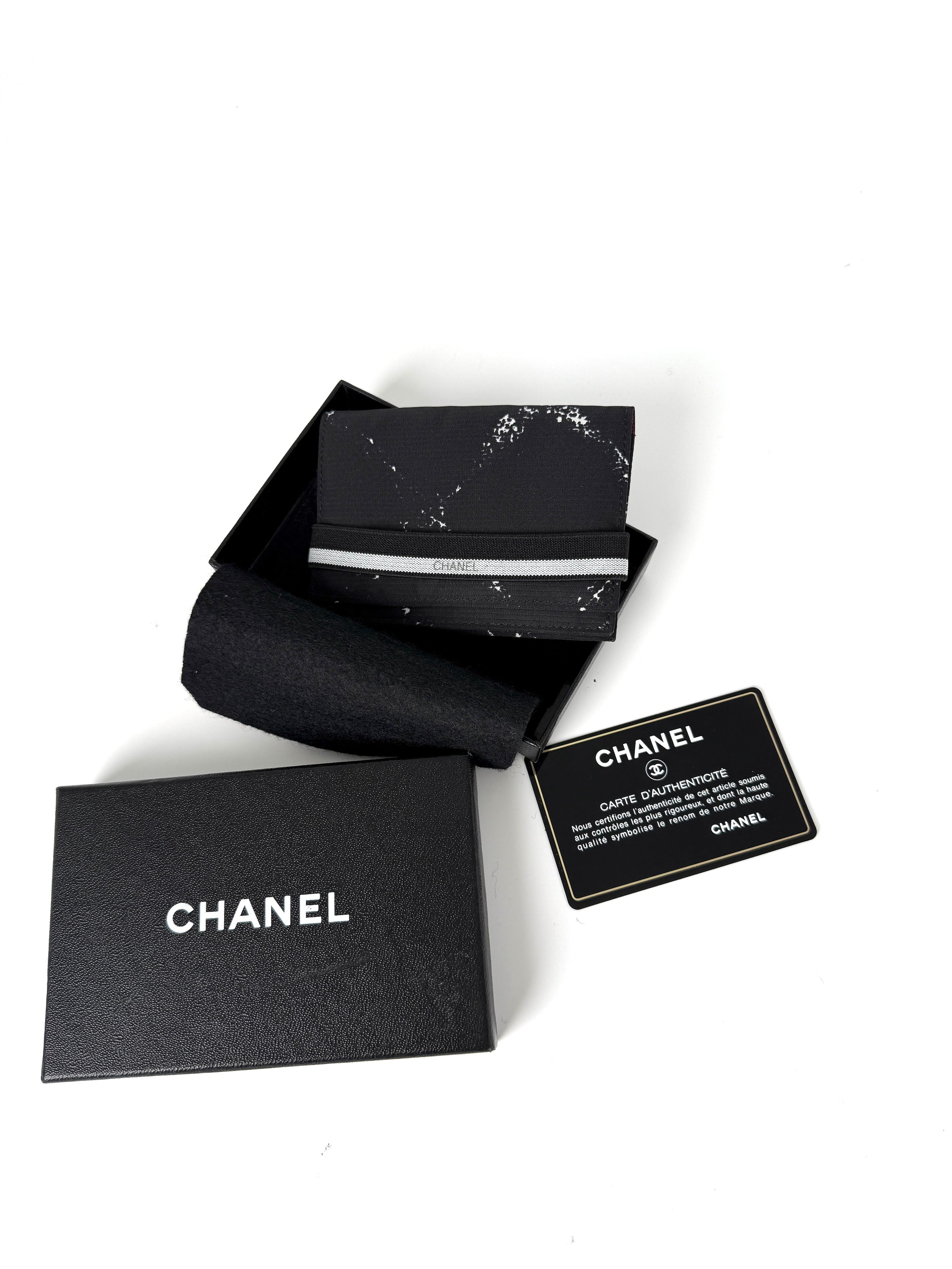 Vintage CHANEL Nylon Black White Small  Case