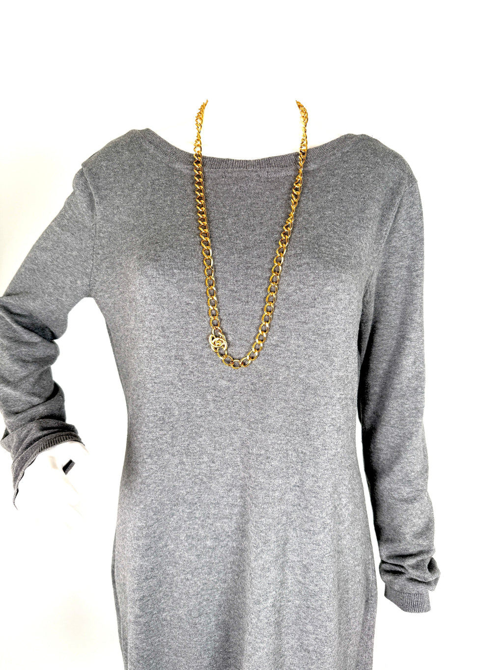Vintage CHANEL Turn lock Gold Chain Link CC Waist Belt Necklace