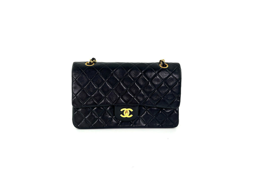 Vintage CHANEL Medium Black Leather 1990’s Double Flap Bag