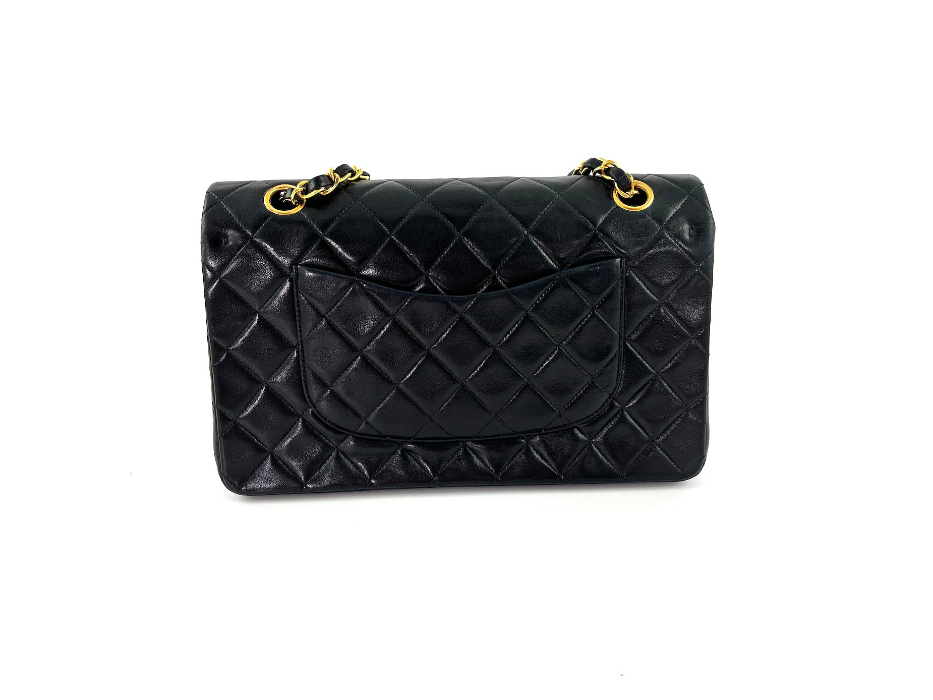 Vintage CHANEL Medium Black Leather 1990’s Double Flap Bag