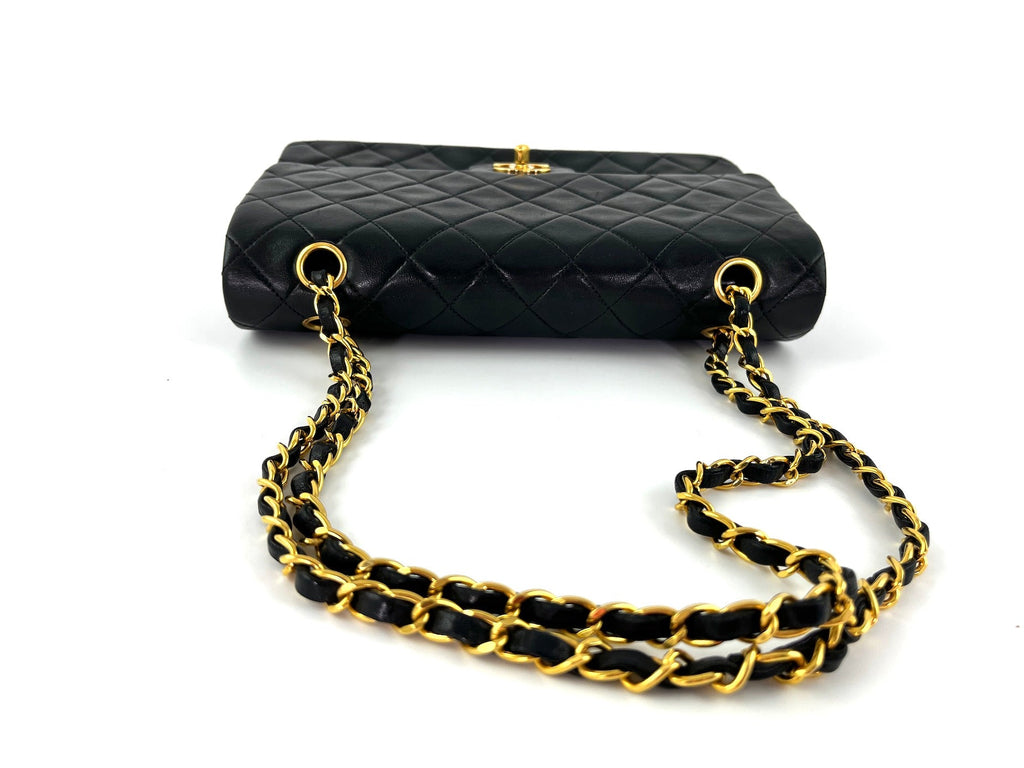 Vintage CHANEL Medium Black Leather 1990’s Double Flap Bag