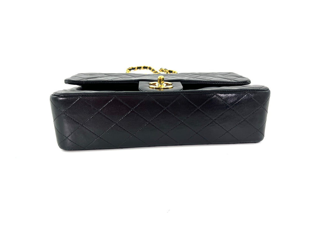 Vintage CHANEL Medium Black Leather 1990’s Double Flap Bag