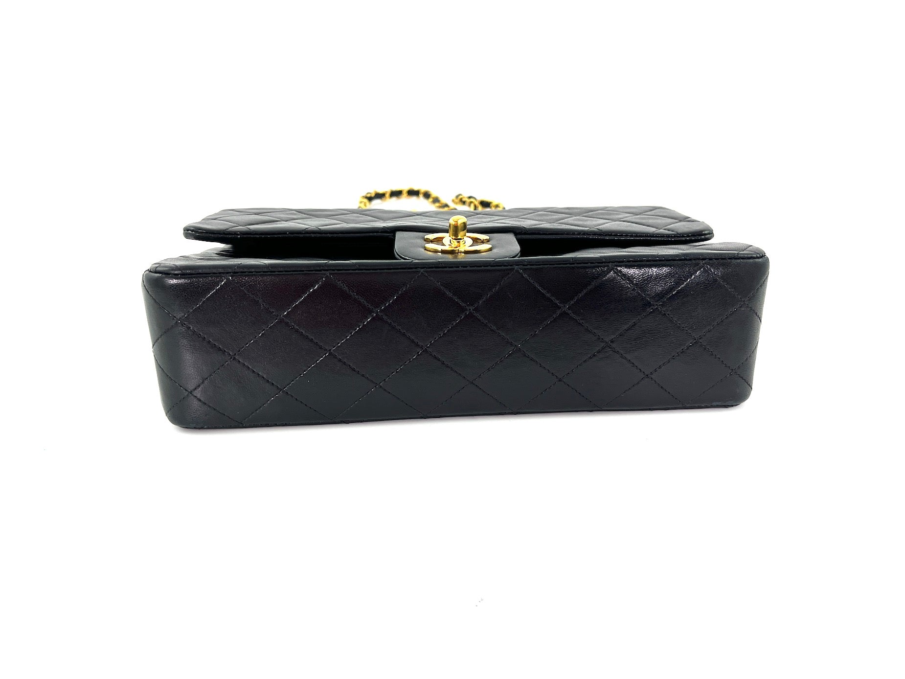 Vintage CHANEL Medium Black Leather 1990’s Double Flap Bag