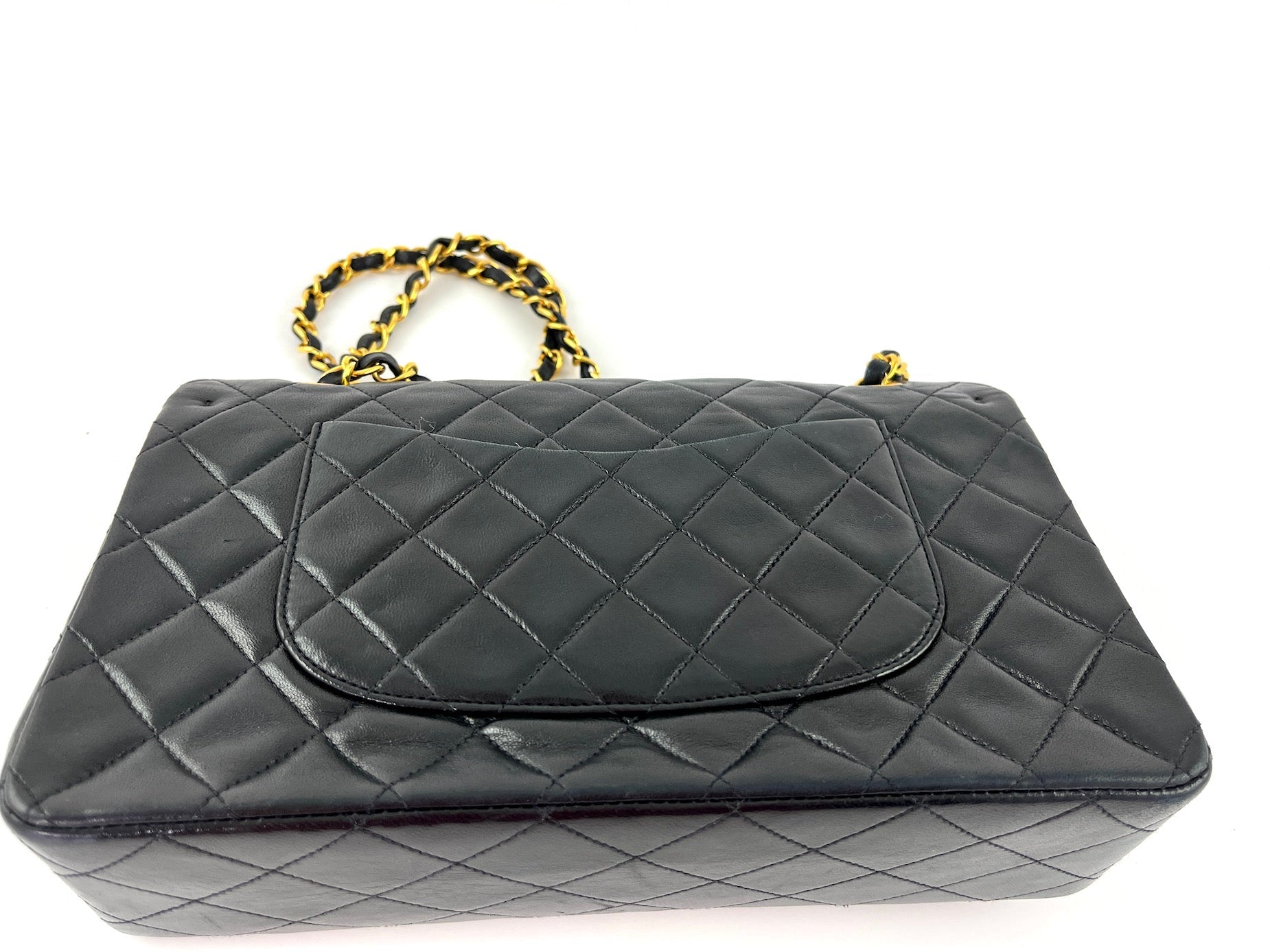 Vintage CHANEL Medium Black Leather 1990’s Double Flap Bag
